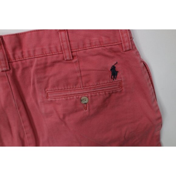 Vintage 90s Ralph Lauren Mens 34 Distressed Above Knee Chino Golf Shorts Pink - Picture 15 of 16